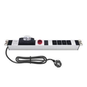 AMP Connect® 19" Basic PDU Series, 19", 1U, 4 C13 Soket, Volt-Amper Gösterge ve 16A Sigorta, 1 Phase, 250V AC, 16A, 1,5 m 3x1,5 mm² H05VV-F Cord, F Type Plug