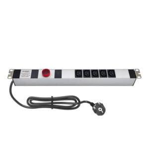 AMP Connect® 19" Basic PDU Series, 19", 1U, 5 C13 Soket, Volt-Amper Gösterge, 1 Phase, 250V AC, 16A, 1,5 m 3x1,5 mm² H05VV-F Cord, F Type Plug