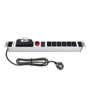 AMP Connect® 19" Basic PDU Series, 19", 1U, 6 C13 Soket, Volt-Amper Gösterge ve 16A Sigorta, 1 Phase, 250V AC, 16A, 1,5 m 3x1,5 mm² H05VV-F Cord, F Type Plug