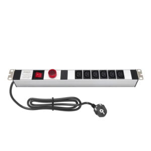 AMP Connect® 19" Basic PDU Series, 19", 1U, 6 C13 Soket, Volt-Amper Gösterge ve On-Off Anahtar, 1 Phase, 250V AC, 16A, 1,5 m 3x1,5 mm² H05VV-F Cord, F Type Plug