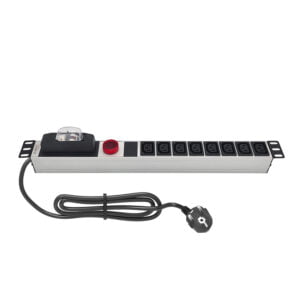 AMP Connect® 19" Basic PDU Series, 19", 1U, 8 C13 Soket, Volt-Amper Gösterge ve 16A Sigorta, 1 Phase, 250V AC, 16A, 1,5 m 3x1,5 mm² H05VV-F Cord, F Type Plug
