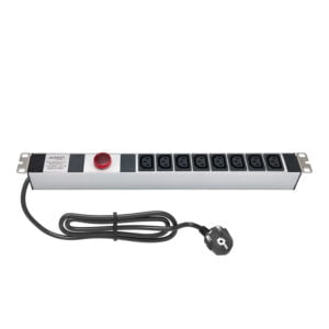 AMP Connect® 19" Basic PDU Series, 19", 1U, 8 C13 Soket, Volt-Amper Gösterge, 1 Phase, 250V AC, 16A, 1,5 m 3x1,5 mm² H05VV-F Cord, F Type Plug