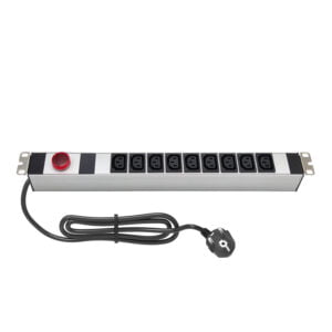 AMP Connect® 19" Basic PDU Series, 19", 1U, 9 C13 Soket, Volt-Amper Gösterge, 1 Phase, 250V AC, 16A, 1,5 m 3x1,5 mm² H05VV-F Cord, F Type Plug
