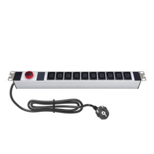 AMP Connect® 19" Basic PDU Series, 19", 1U, 10 C13 Soket, Volt-Amper Gösterge, 1 Phase, 250V AC, 16A, 1,5 m 3x1,5 mm² H05VV-F Cord, F Type Plug