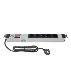 AMP Connect® 19" Basic PDU Series, 19", 1U, 5 Şebeke Soket, On-Off Anahtar, 1 Phase, 250V AC, 16A, 1,5 m 3x1,5 mm² H05VV-F Cord, F Type Plug