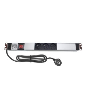AMP Connect® 19" Basic PDU Series, 19", 1U, 3 Fransız Soket, On-Off Anahtar, 1 Phase, 250V AC, 16A, 1,5 m 3x1,5 mm² H05VV-F Cord, F Type Plug